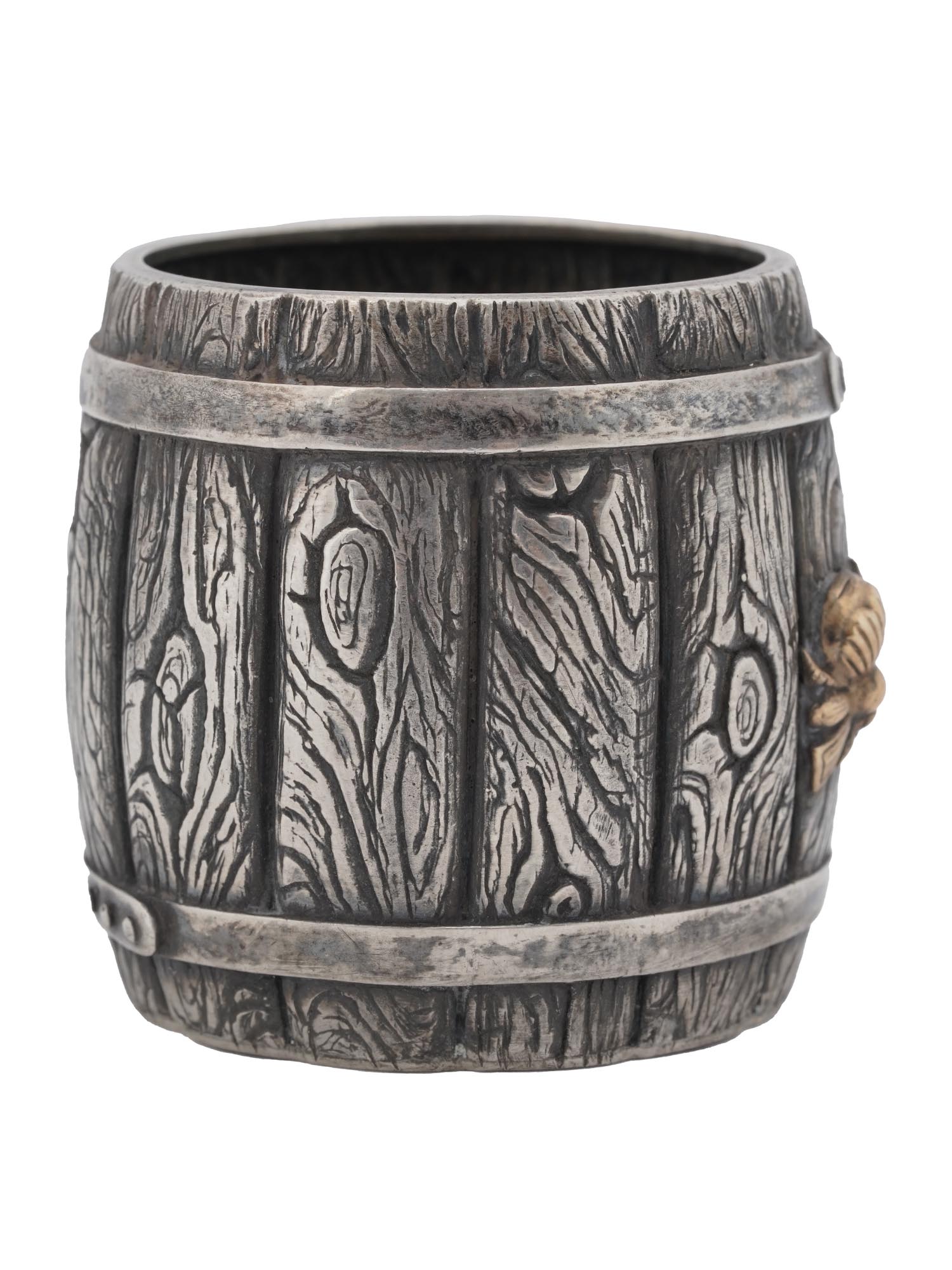 RUSSIAN TROMPE LOEIL SILVER BARREL BEAKER PIC-3